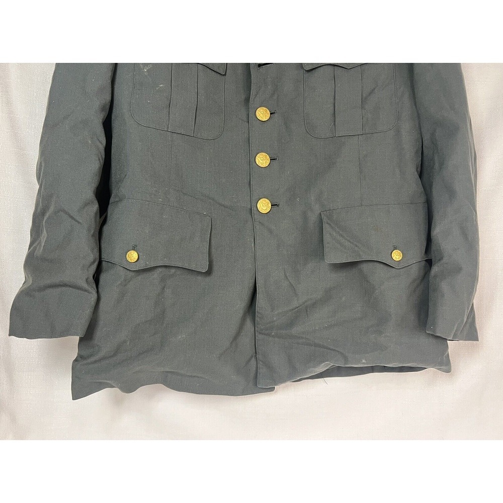 Size 42 S Class A Military Uniform Army Button Down Jacket W/ Patches WORN! - Picture 2 of 16